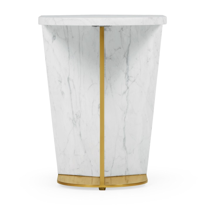 Fusion Small White Marble & Brass End Table