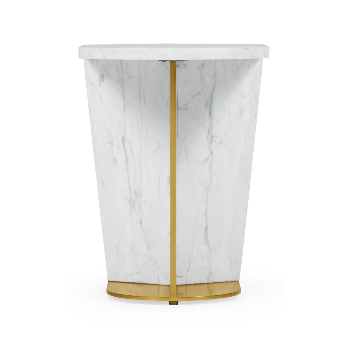 Fusion Small White Marble & Brass End Table