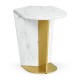 Fusion Small White Marble & Brass End Table