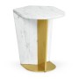 Fusion Small White Marble & Brass End Table
