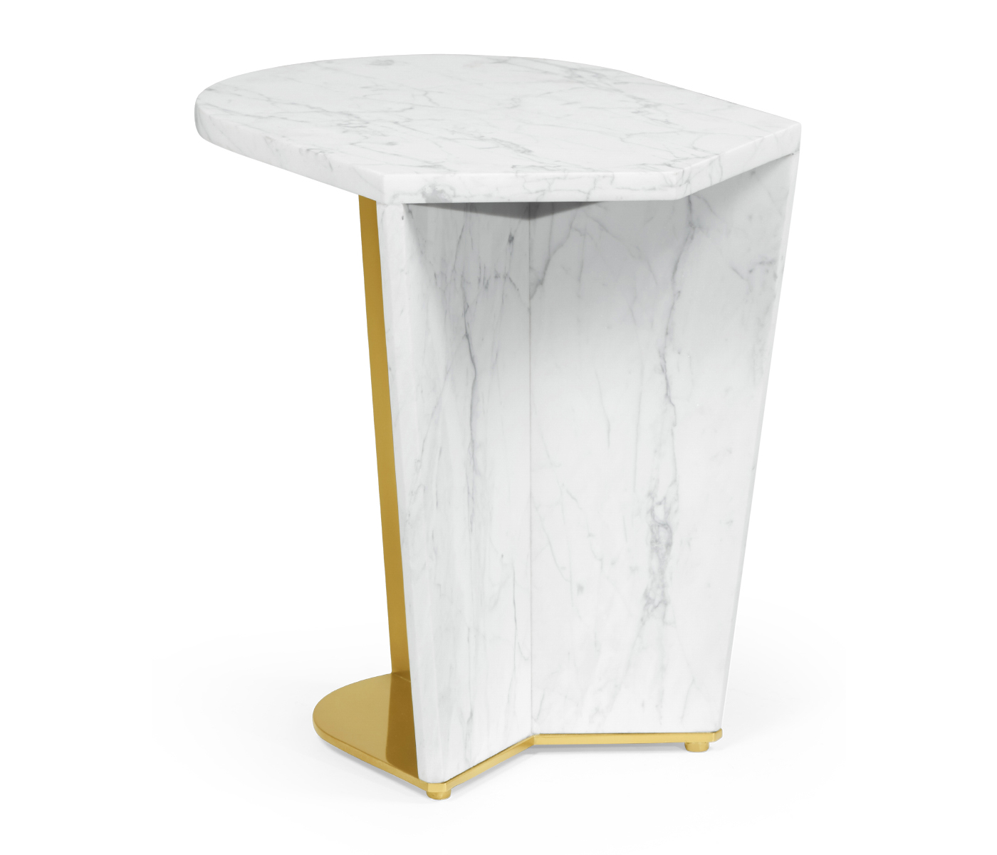 Fusion Small White Marble & Brass End Table Fusion Small White Marble & Brass End Table