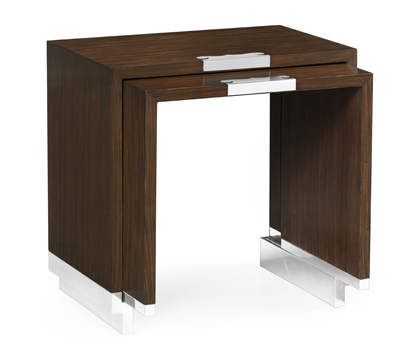 Campaign Style Dark Santos Rosewood Sliding Nesting Tables