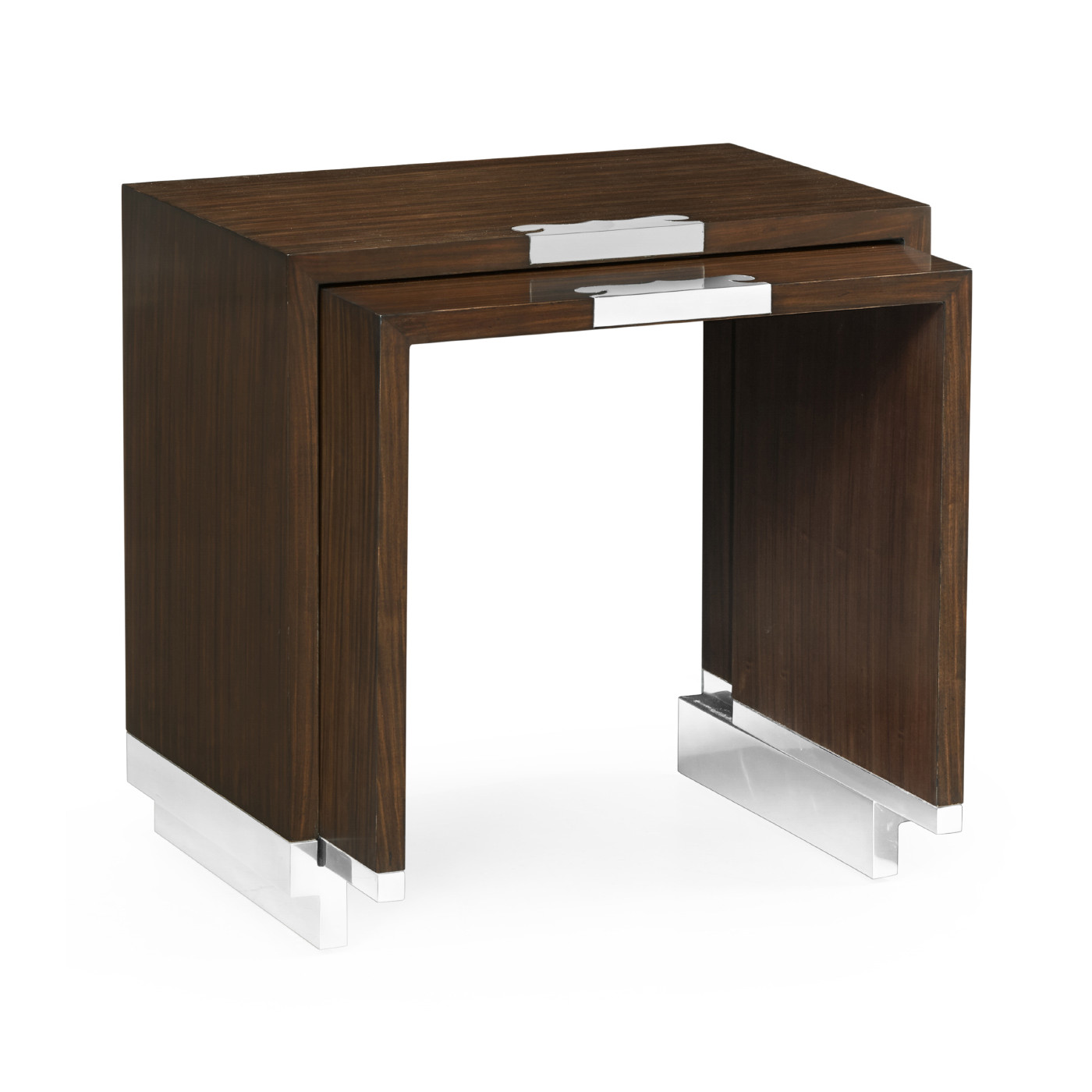 Campaign Style Dark Santos Rosewood Sliding Nesting Tables
