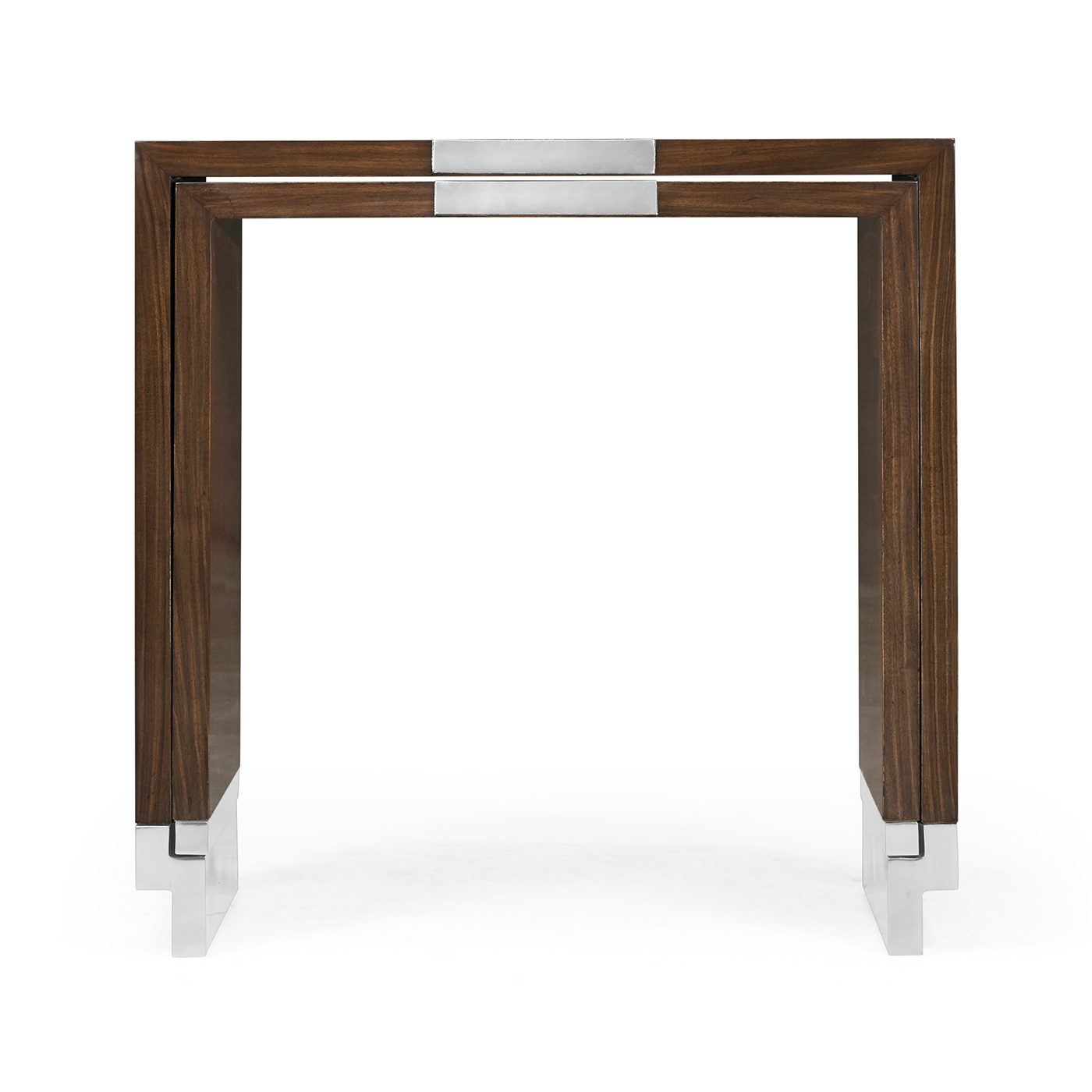 Campaign Style Dark Santos Rosewood Sliding Nesting Tables