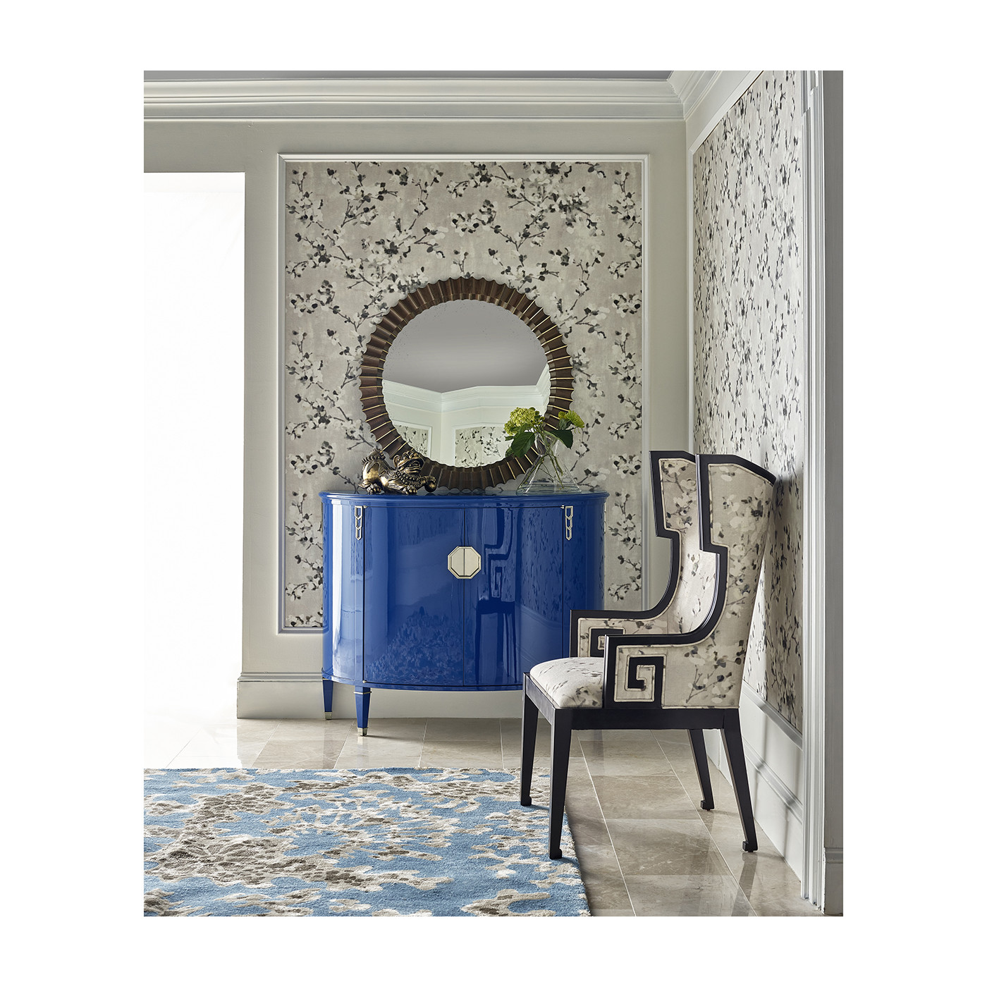 Demilune Royal Blue Storage Cabinet