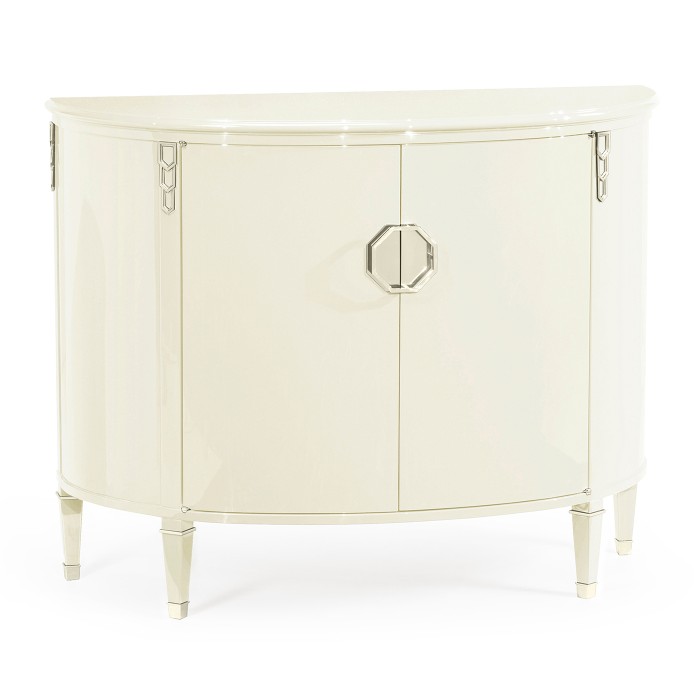 Demilune Winter White Storage Cabinet