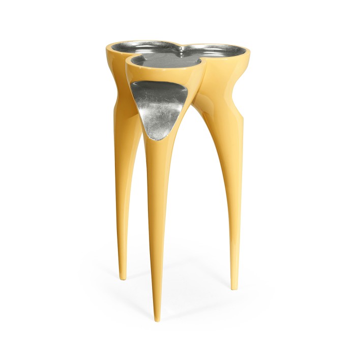 Trefoil Peking Yellow & Silver Cut-Out Occasional Table