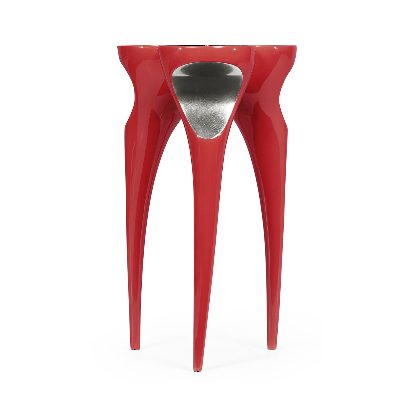 Trefoil Vermillion Red & Silver Cut-Out Occasional Table