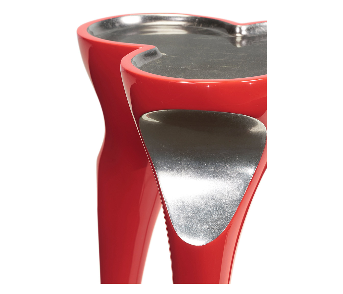 Trefoil Vermillion Red & Silver Cut-Out Occasional Table