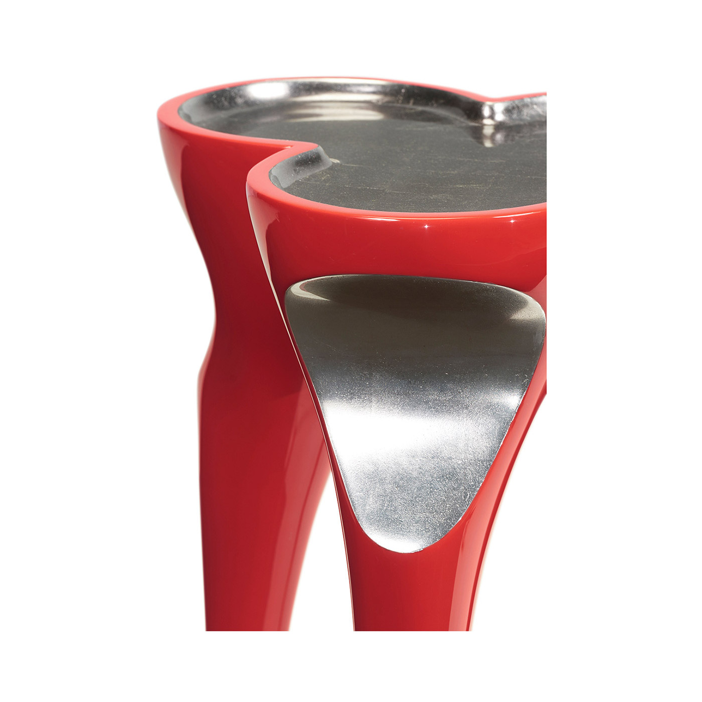 Trefoil Vermillion Red & Silver Cut-Out Occasional Table