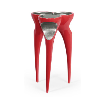 Trefoil Vermillion Red & Silver Cut-Out Occasional Table