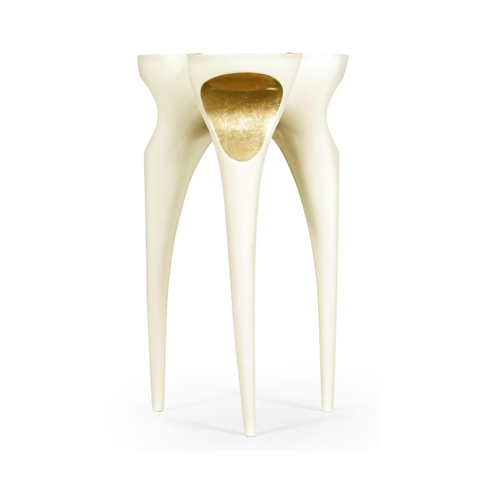 Trefoil Winter White & Gold Cut-Out Occasional Table