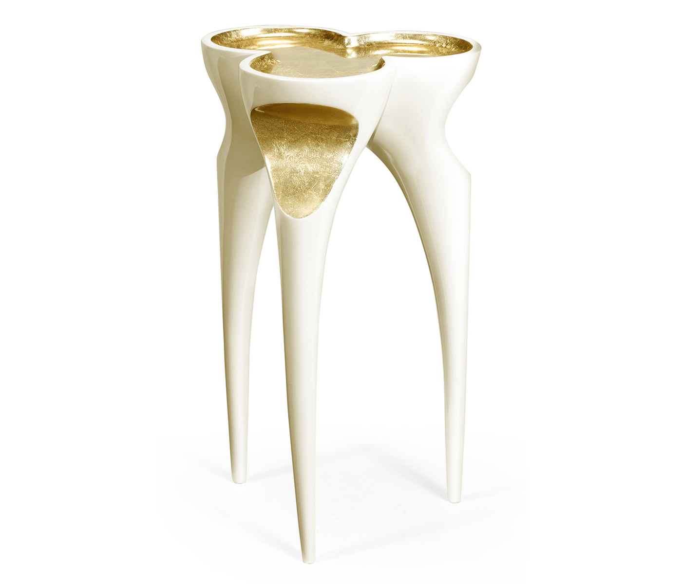 Trefoil Winter White & Gold Cut-Out Occasional Table