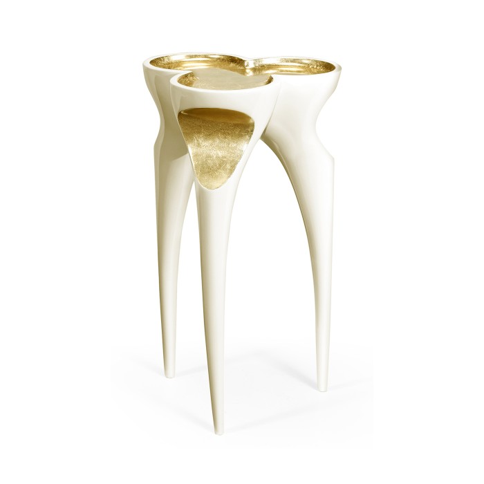 Trefoil Winter White & Gold Cut-Out Occasional Table