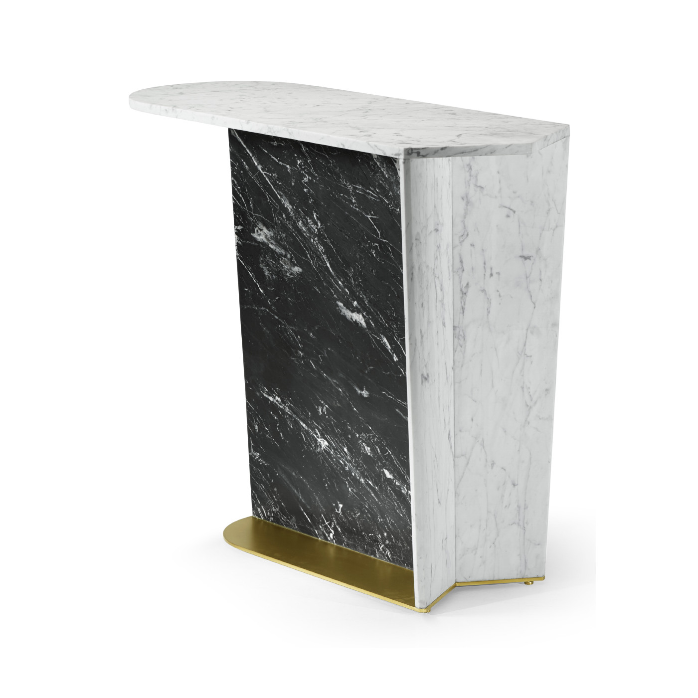 Fusion White & Black Marble End Table