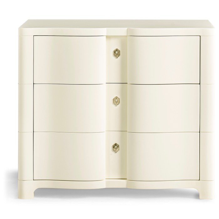 Bowfront Ivory Bedside Chest of Drawers