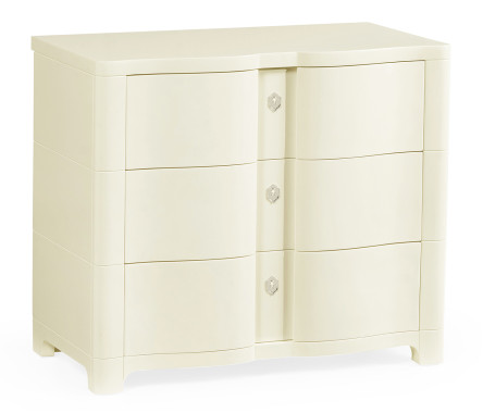 Bowfront Ivory Bedside Chest of Drawers