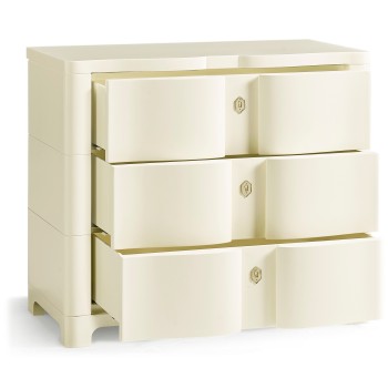 Bowfront Ivory Bedside Chest of Drawers