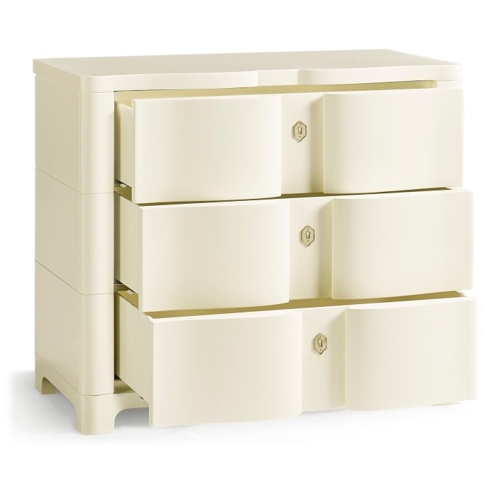 Bowfront Ivory Bedside Chest of Drawers
