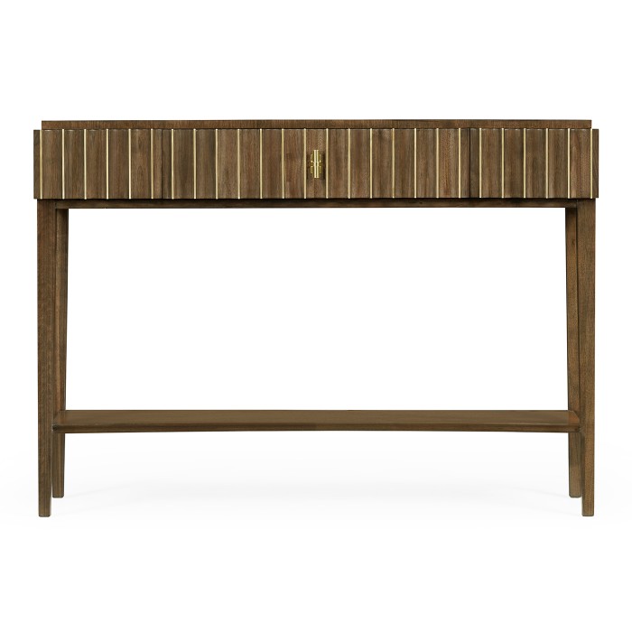 Bowed Autumn Walnut Reeded Console Table
