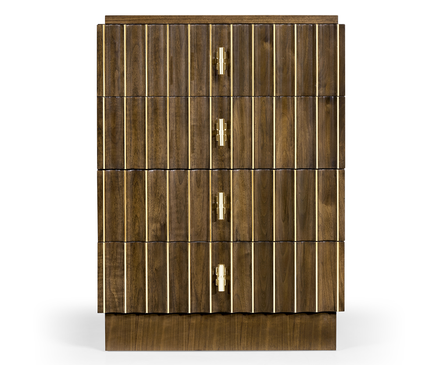 Small Autumn Walnut Reeded Chest of Drawers