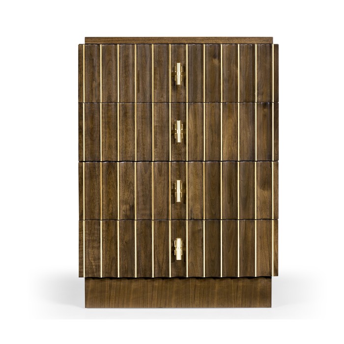 Small Autumn Walnut Reeded Chest of Drawers