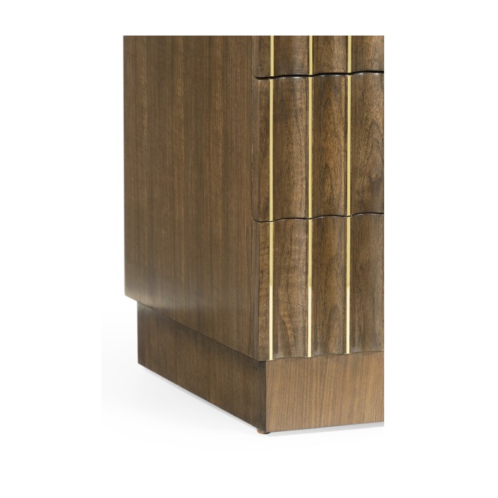 Small Autumn Walnut Reeded Chest of Drawers