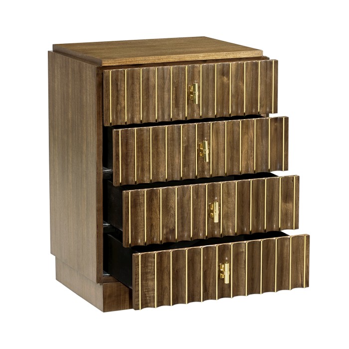 Small Autumn Walnut Reeded Chest of Drawers