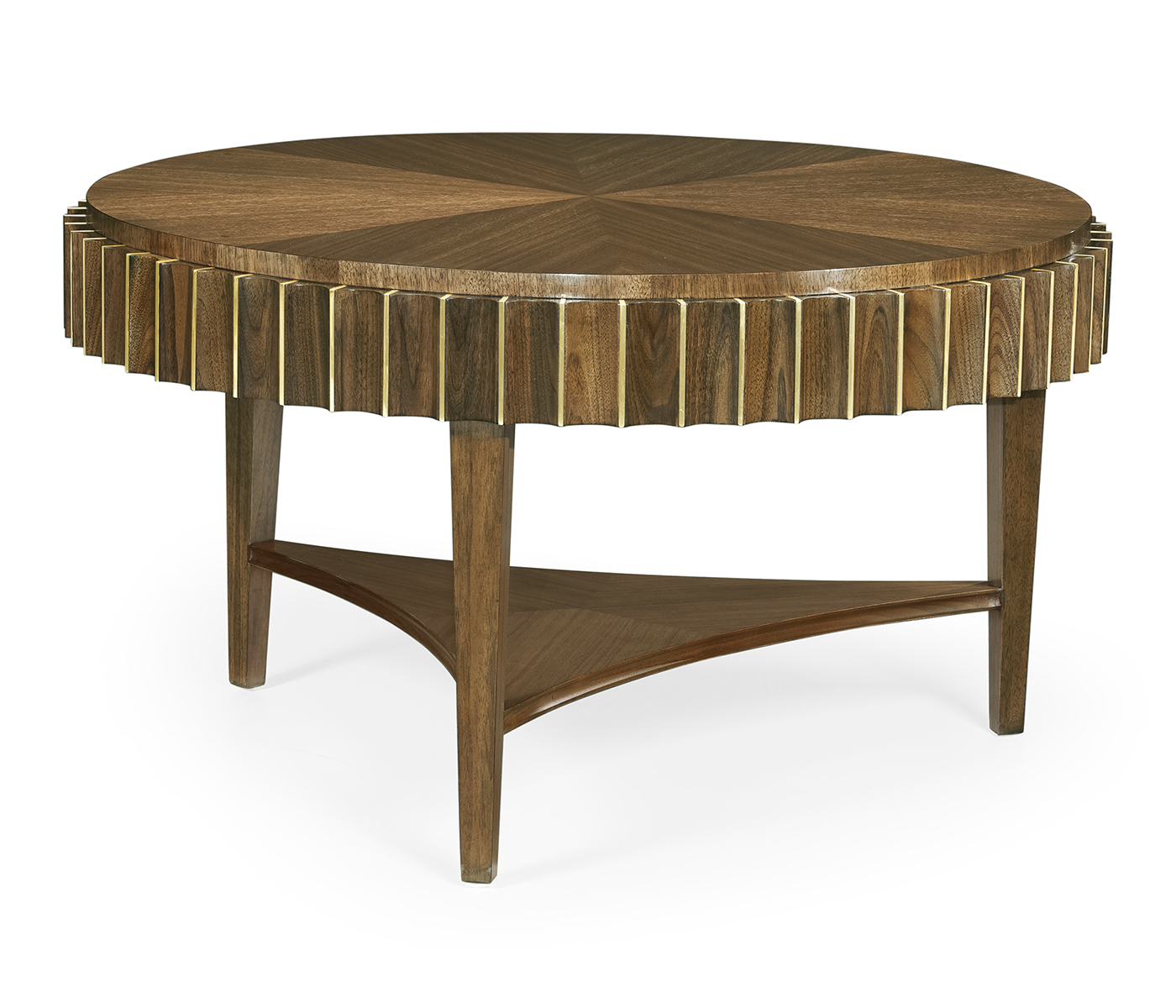 Round Autumn Walnut Reeded Coffee Table
