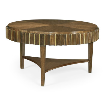 Round Autumn Walnut Reeded Coffee Table
