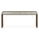 Campaign Style Dark Santos Rosewood & Grey Leather Console Table with Drawers