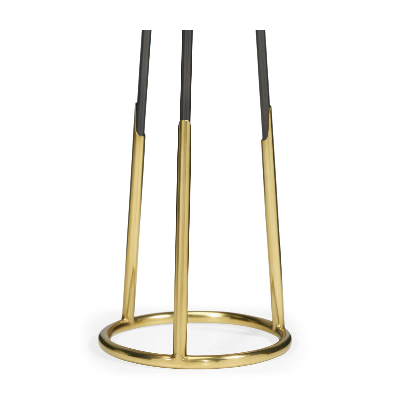 Contemporary Antique Satin Gold Brass & Black Stainless Steel Floor Lamp