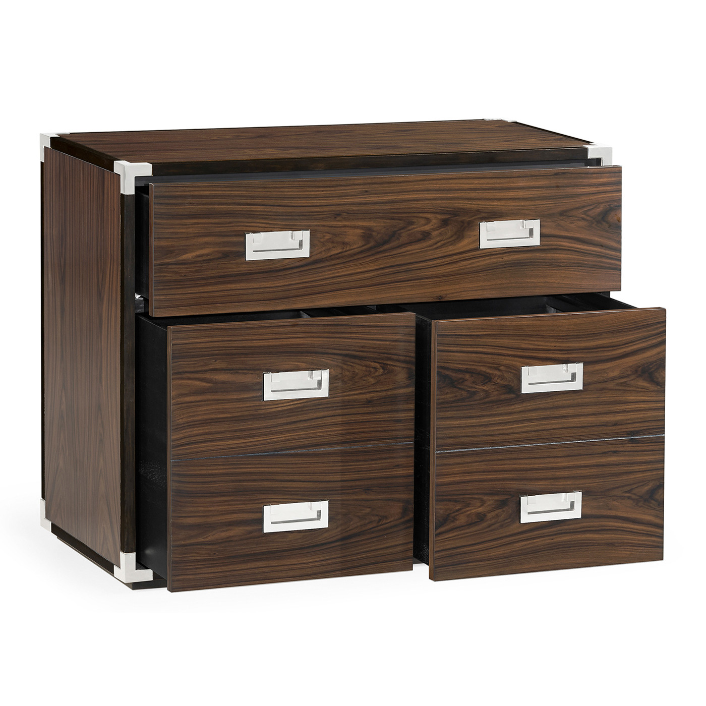 Campaign Style Dark Santos Rosewood Filing Cabinet