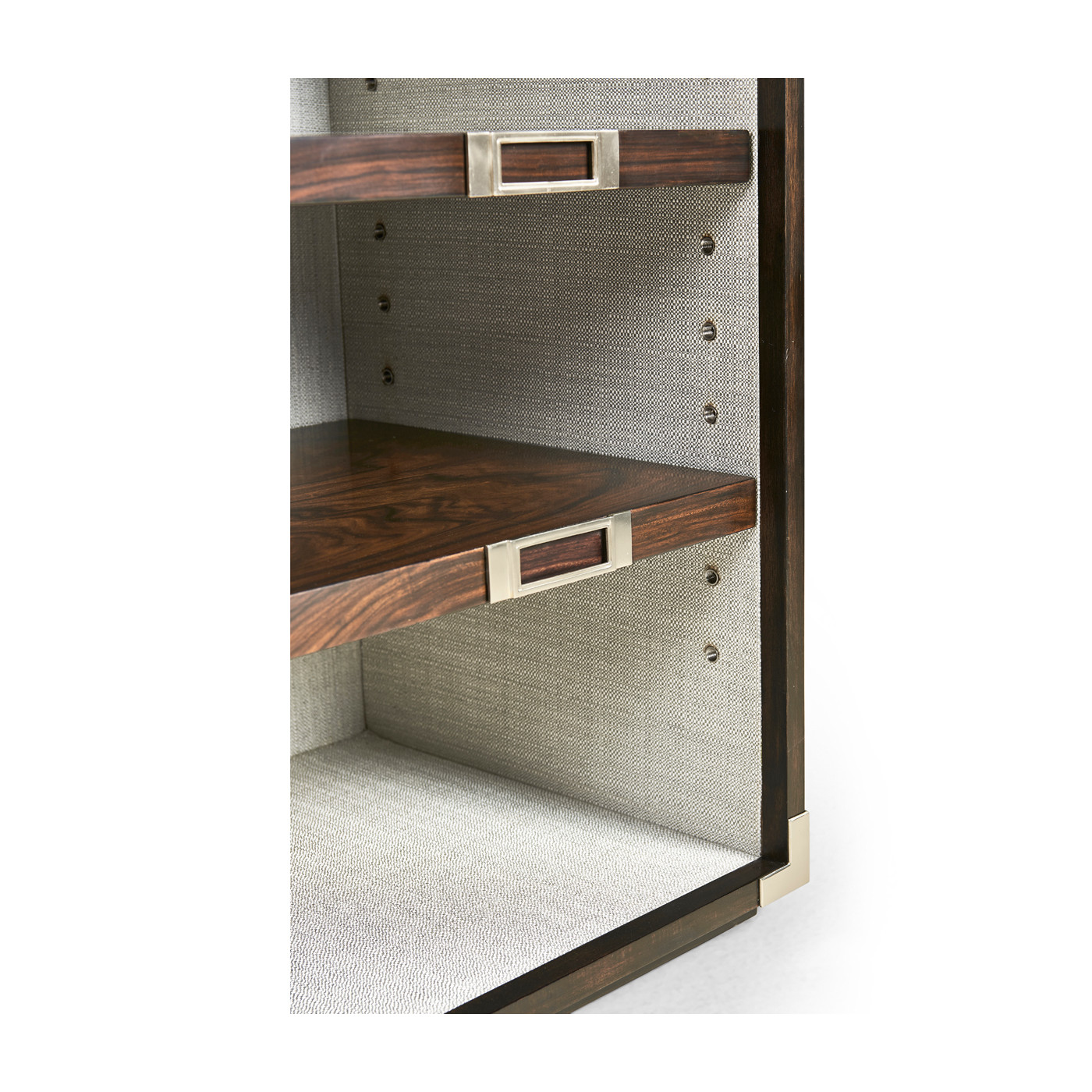 Campaign Style Dark Santos Rosewood Adjustable Storage Cabinet