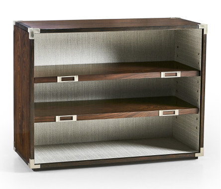 Campaign Style Dark Santos Rosewood Adjustable Storage Cabinet