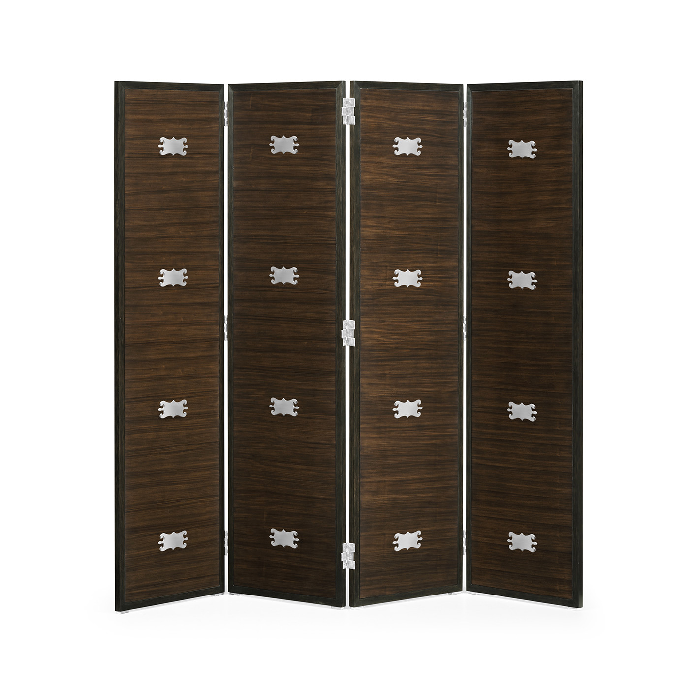 Campaign Style Dark Santos Rosewood Screen, Upholstered in COM