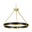 Round Contemporary Ebonised Oak & Brass Chandelier