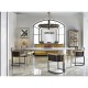 Round Contemporary Ebonised Oak & Brass Chandelier