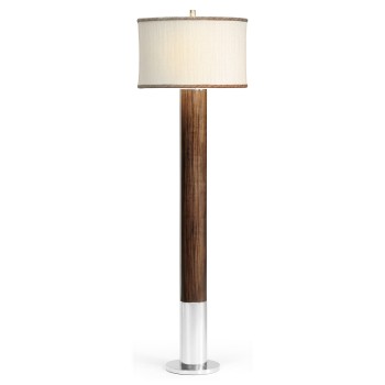 Circular Campaign Style Dark Santos Rosewood & White Stainless Steel Floor Lamp