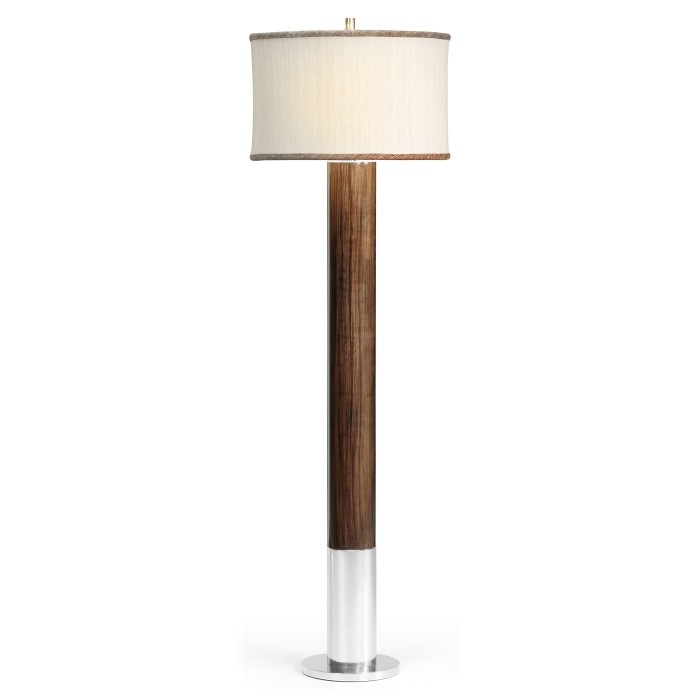 Circular Campaign Style Dark Santos Rosewood & White Stainless Steel Floor Lamp