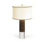 Circular Campaign Style Dark Santos Rosewood & White Stainless Steel Table Lamp
