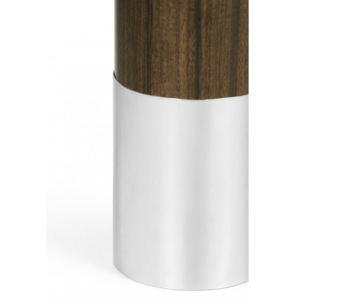 Circular Campaign Style Dark Santos Rosewood & White Stainless Steel Table Lamp