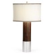 Circular Campaign Style Dark Santos Rosewood & White Stainless Steel Table Lamp