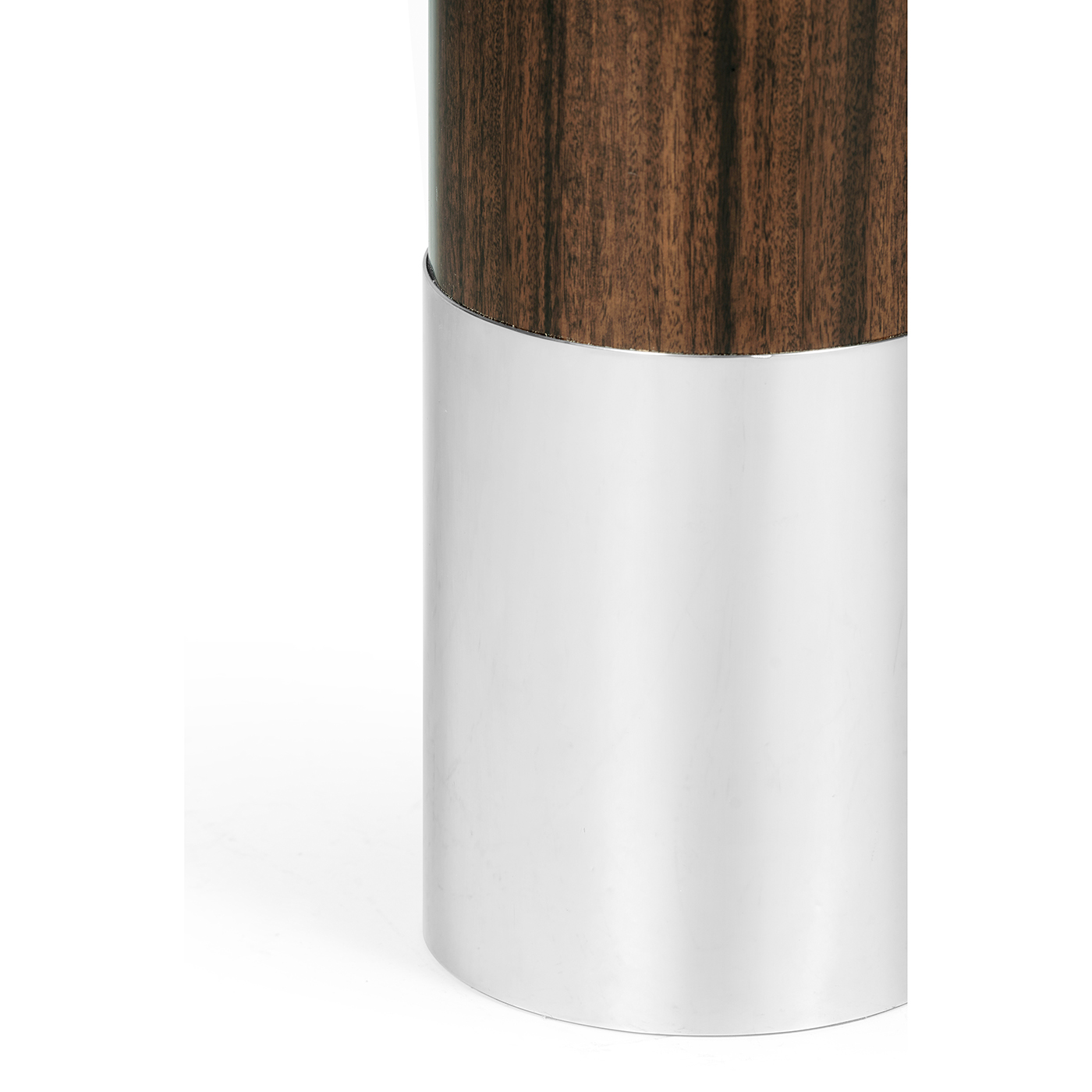 Circular Campaign Style Dark Santos Rosewood & White Stainless Steel Table Lamp