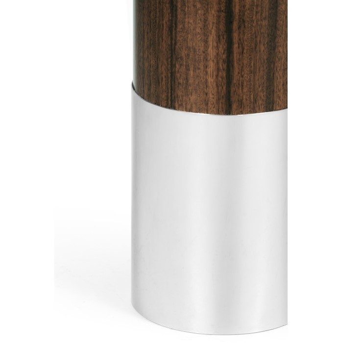 Circular Campaign Style Dark Santos Rosewood & White Stainless Steel Table Lamp