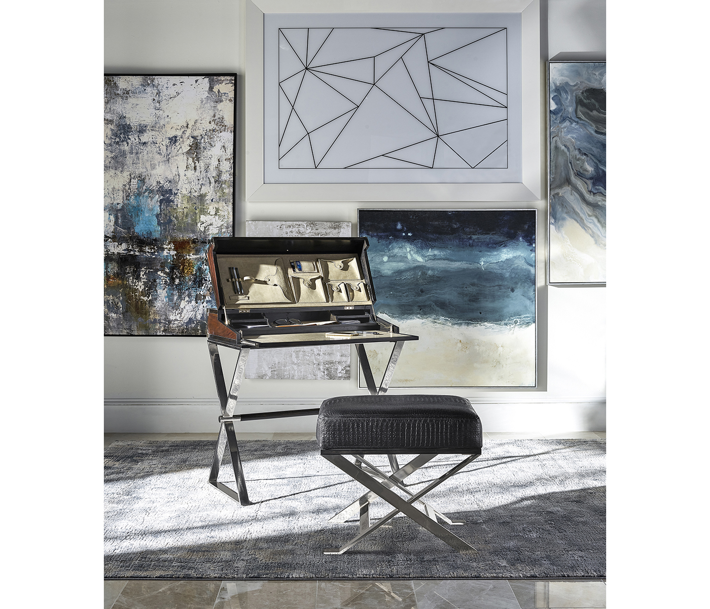 Campaign Style Dark Santos Rosewood Flip-Top Desk