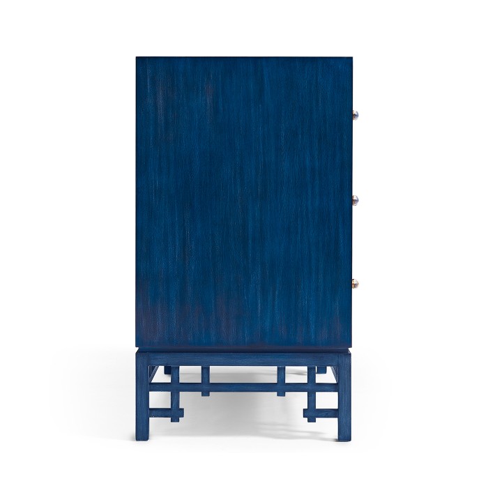 Chinoiserie Style Antique Royal Blue Chest of Drawers