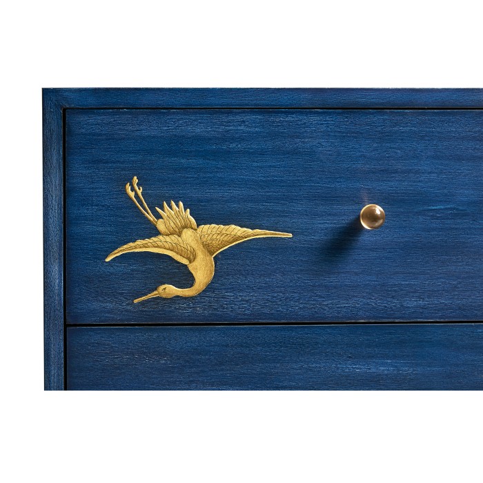 Chinoiserie Style Antique Royal Blue Chest of Drawers
