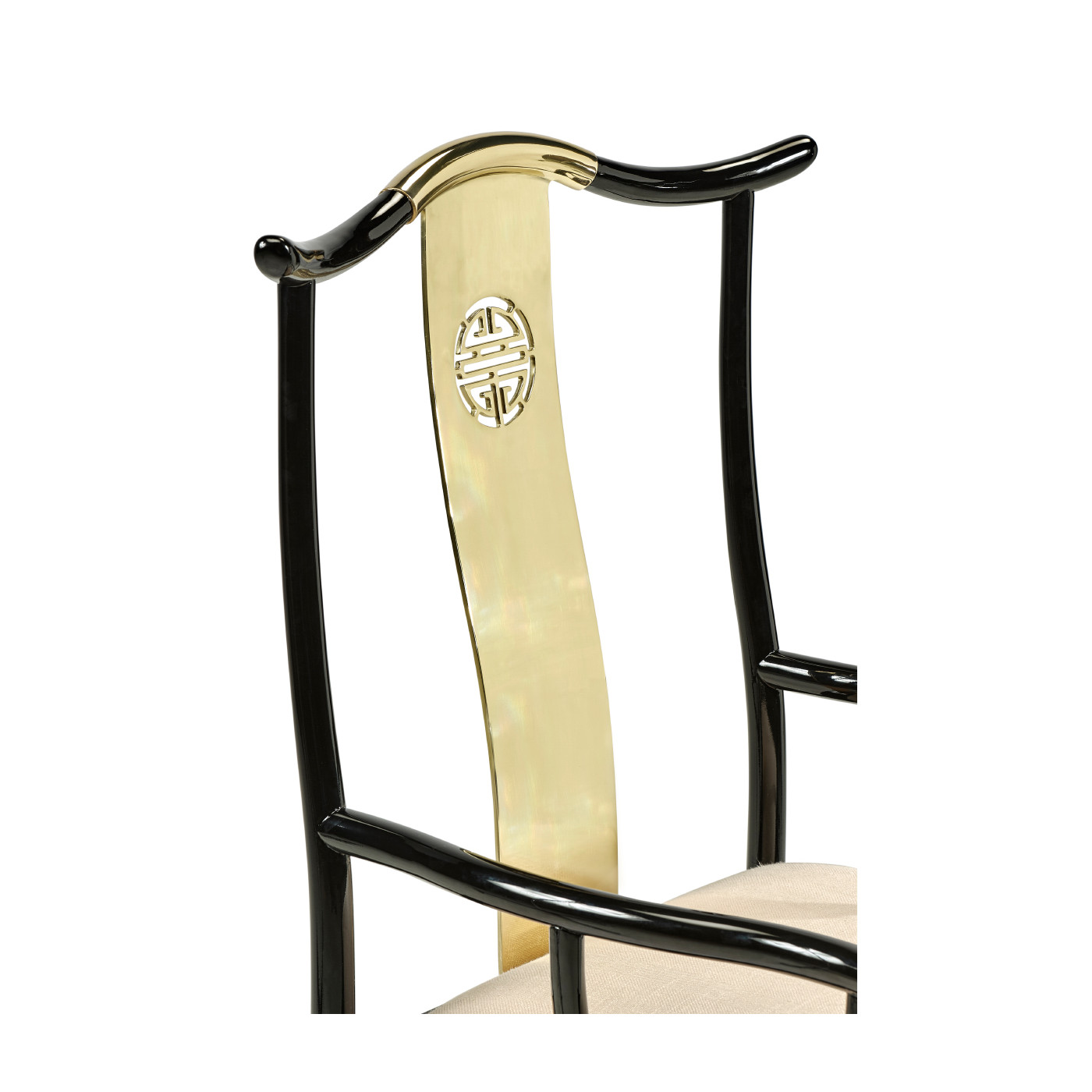 Fusion Black Gloss & Brass Dining Arm Chair