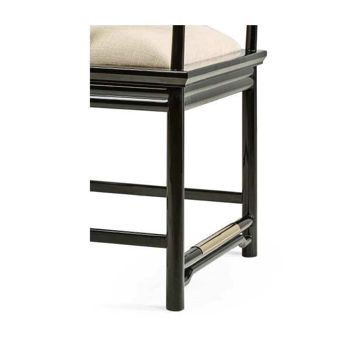 Fusion Black Gloss & Brass Dining Arm Chair